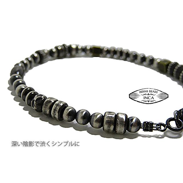 インディアンジュエリー ブレスレット ナバホパール シルバー925 金古