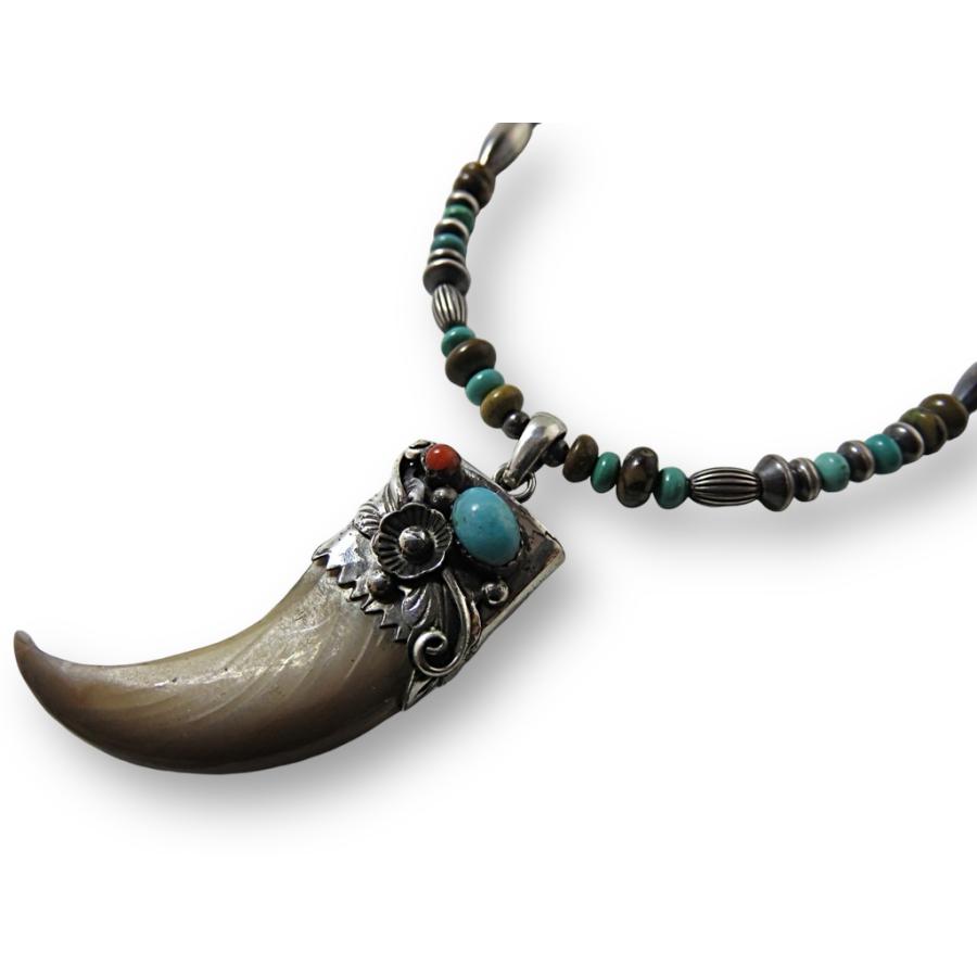 インディアンジュエリー ビーズ 熊爪 ベアクロー ネックレス ナバホ