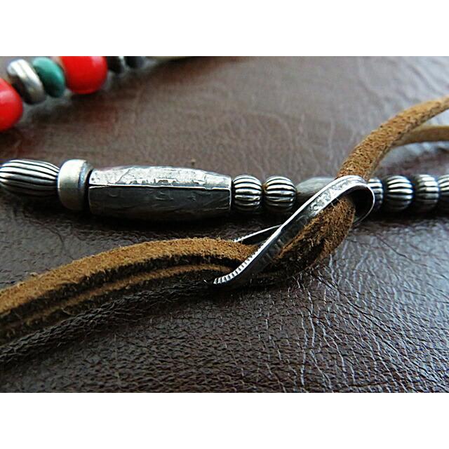 インディアンジュエリー ビーズネックレス 牛骨 革ひも スエード（合成