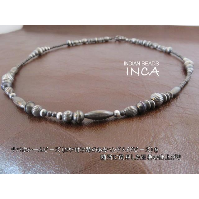 インディアンジュエリー ビーズ ネックレス シルバー925 チェーン ナバホ INCA｜gingesyo