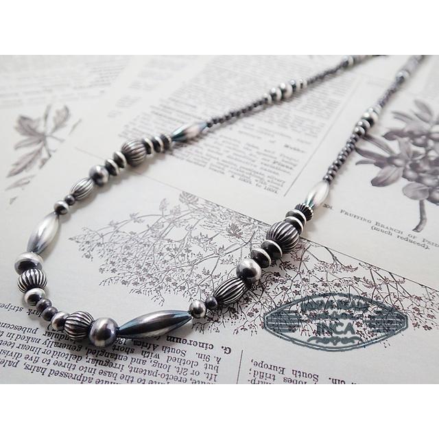 アンティーク　ネックレス　シルバー925 ビーズネックレス ナバホ　民族系 Navajo Silver Beads Necklace｜ナバホシルバービーズネックレス A