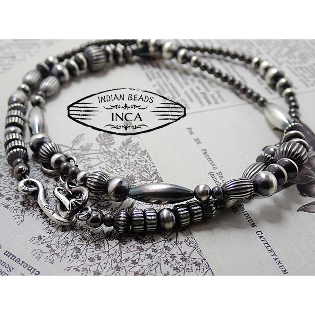 アンティーク　ネックレス　シルバー925 ビーズネックレス ナバホ　民族系 Navajo Silver Beads Necklace｜ナバホシルバービーズネックレス A