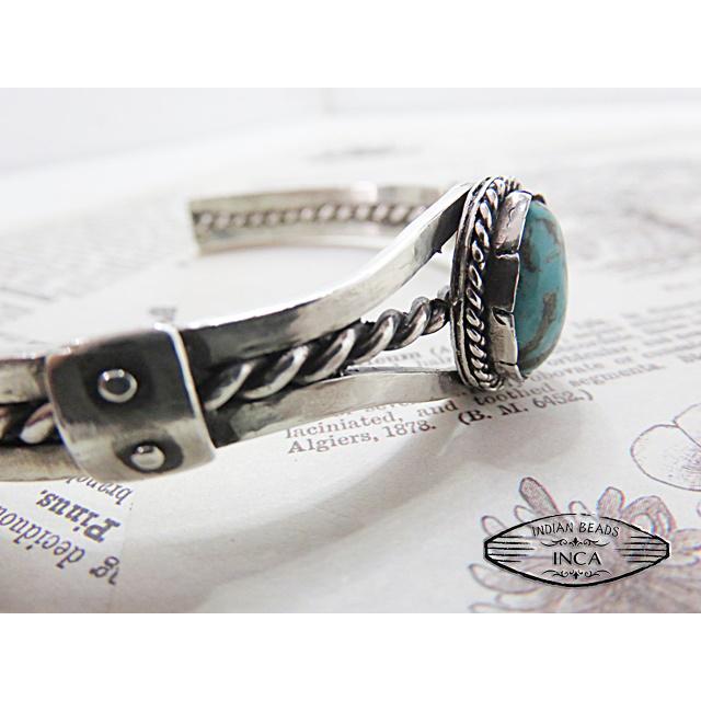 ターコイズ バングル ブレスレット シルバー925 インディアン