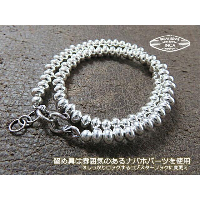 ナバホ ビーズネックレス 燻し無し ハンドメイド シルバー925