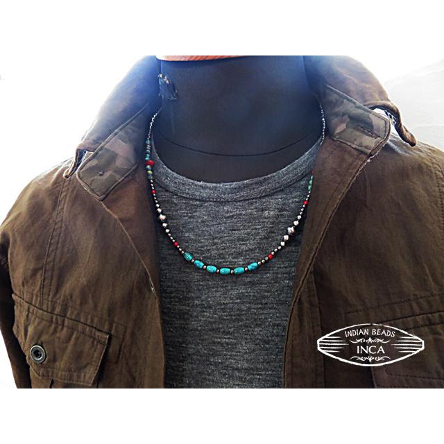 インディアンジュエリーナバホパール ハンドメイドビーズ シルバー925 ターコイズ コーラルビーズチェーン ネイティブ |  | 07