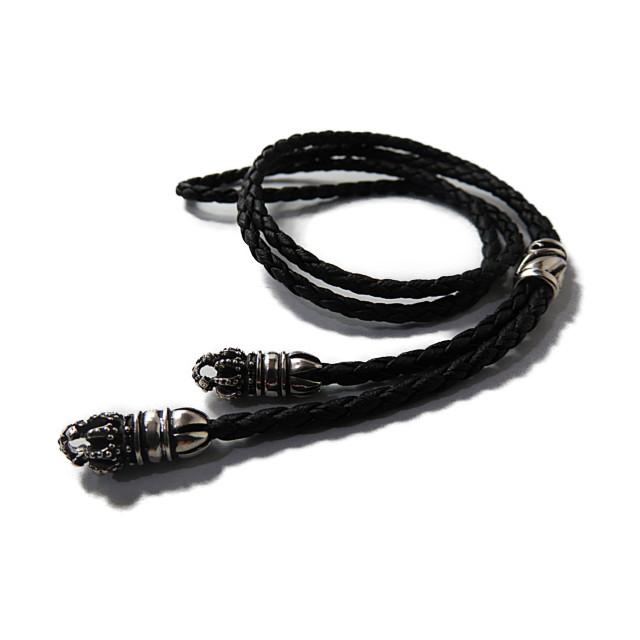 メゾンドアール　ホライゾントップ(シルバー)& 黒太紐(レザー) ネックレス メゾンドアール ホライゾントップ(シルバー)& 黒太紐(レザー) ネックレス