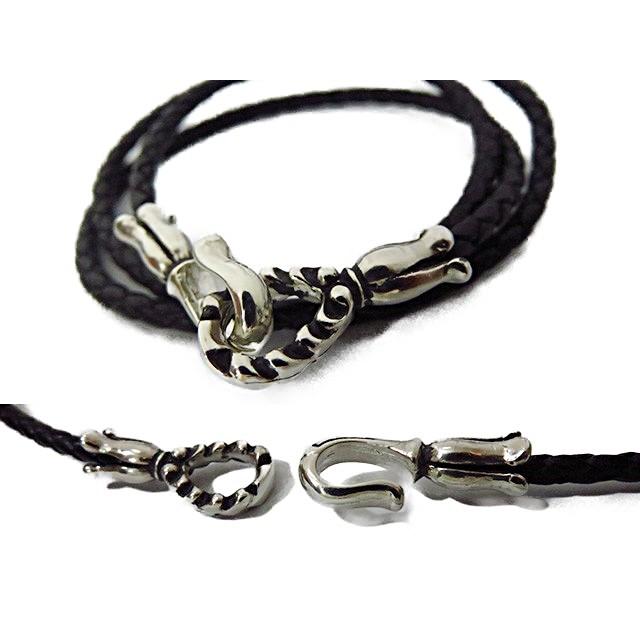 革紐 レザー ネックレス 3mm シルバー925 エンドパーツ 編込