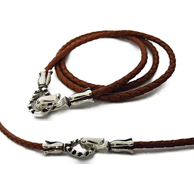 革紐 レザー ネックレス 3mm  シルバー925 エンドパーツ 編込 |  | 03