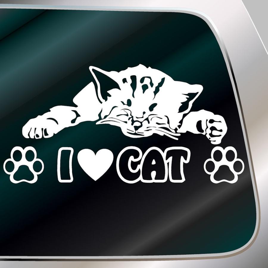 ステッカー 猫 車 かわいい 肉球 足跡マーク おねむな子猫の I Love Cat C4 0 002 12 24 Cp 銀影工房 通販 Yahoo ショッピング