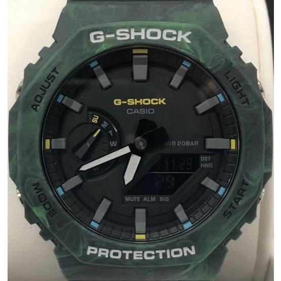 腕時計 メンズ Gショック 2100型 クォーツ ケース幅45mm 薄型・軽量 ポリウレタンベルト ダークグリーン/ブラック色 G-SHOCK 111QGA2100FR3A｜ginlux-don｜03