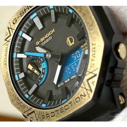 スマートウォッチ メンズ Gショック 2100型 ソーラー ケース幅45mm ステンレスベルト ゴールド/ブラック色 G-SHOCK 111QGMB2100LL1Aの画像