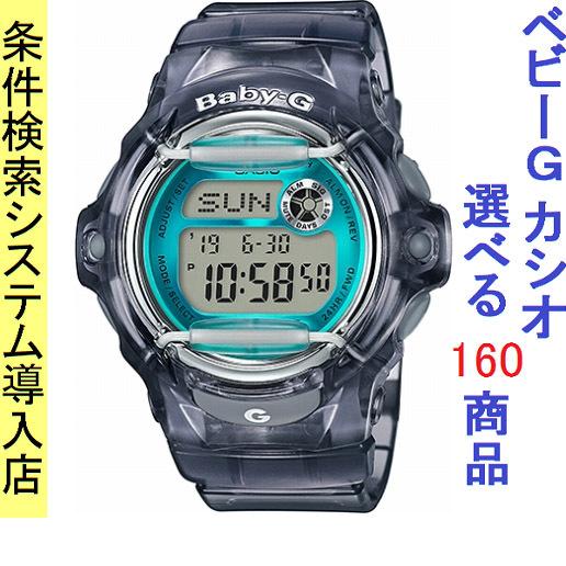 腕時計 レディース ベビーG 160型 クォーツ ケース幅40mm リーフ ポリウレタンベルト クリアグレー/ライトブルー色 Baby-G 112QBG169R8B