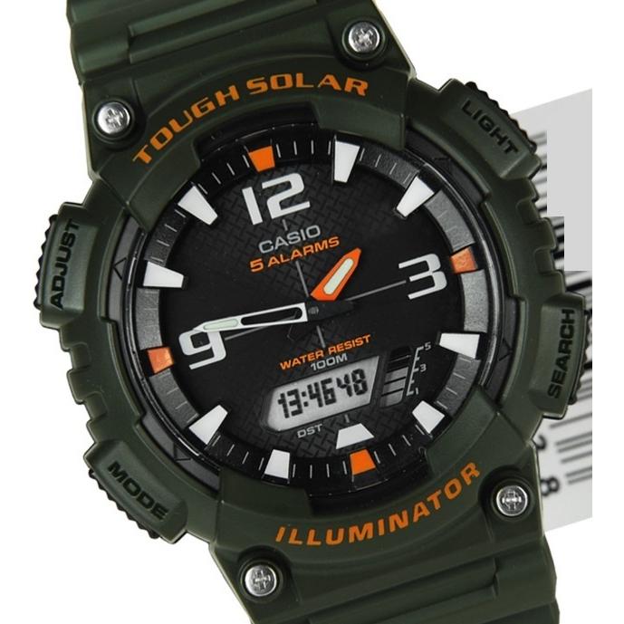 腕時計 メンズ カシオ ソーラー ケース幅45mm ソーラーパワード ポリウレタンベルト カーキ/ブラック色 CASIO 115NAQS810W3A｜ginlux-don｜03