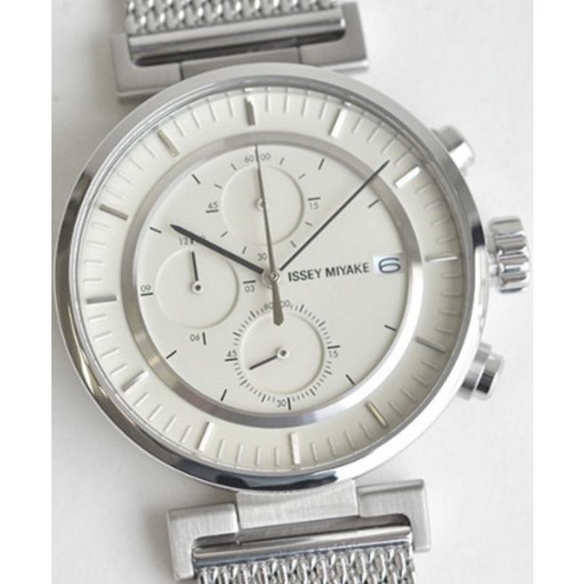 公式大セール 腕時計 メンズ セイコー クォーツ ケース幅45mm イッセイミヤケ クロノグラフ W 和田智 日本製 ステンレスベルト シルバー/ホワイト色 SEIKO 1214QNY0Y003
