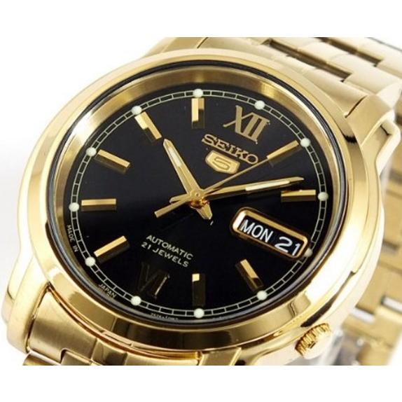 即納 最大半額 腕時計 メンズ セイコー5 Seiko5 ベース オートマチック 曜日 日付表示 ステンレスベルト ゴールド ブラック色 1215nkk86k1 当店再検品済 超特価激安 World Of Heating De