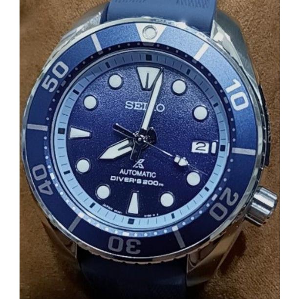 腕時計 メンズ セイコー オートマチック ケース幅45mm プロスペックス ダイバーズ 日本製 ポリウレタンベルト シルバー/ネイビー色 SEIKO 1219PB543J1の画像