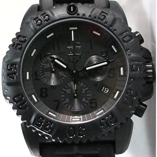 腕時計 メンズ ルミノックス クォーツ ケース幅50mm SEA ネイビーシールズカラーマーク3080 クロノ カーボンベルト ブラック/ブラック色 Luminox 17883082BO｜ginlux-don｜03