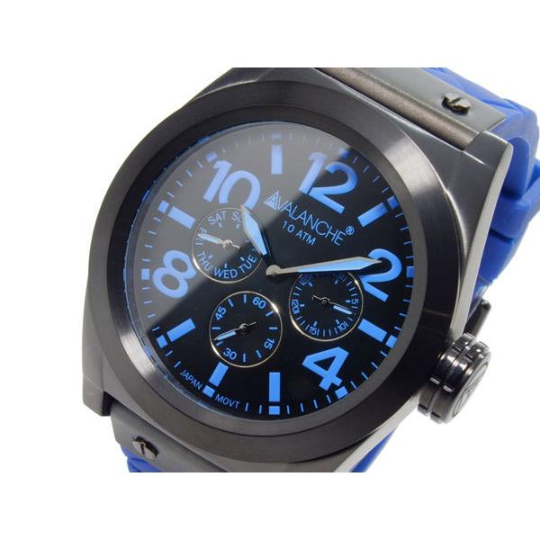 腕時計 メンズ アバランチ クォーツ ケース幅45mm ロイヤル ポリウレタンベルト ブラック/ブラック×ブルー色 AVALANCHE 1AQAV1027BUBK｜ginlux-don｜03