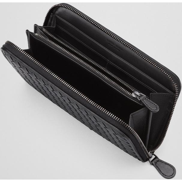 定価から3０ オフ 財布 レディース ボッテガヴェネタ Bottega Veneta ファスナー長財布 イントレチャート ナッパ ジップアラウンドウォレット ネロ色 v001n1000 他店圧倒価格 最安値に挑戦 Karmagazine Net