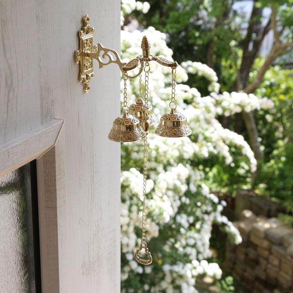 3連 ガーデン ベル (金属製玄関ベル) 真鍮製品3連ガーデンベル○防犯
