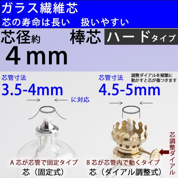 棒芯グラスファイバー芯4mm 15cm ムラエルナックスオイルランプ替エ芯