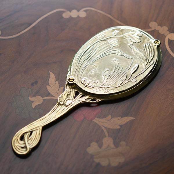 ハンドミラー 手鏡 真鍮製ミラー 金色 ゴールド LADY PB