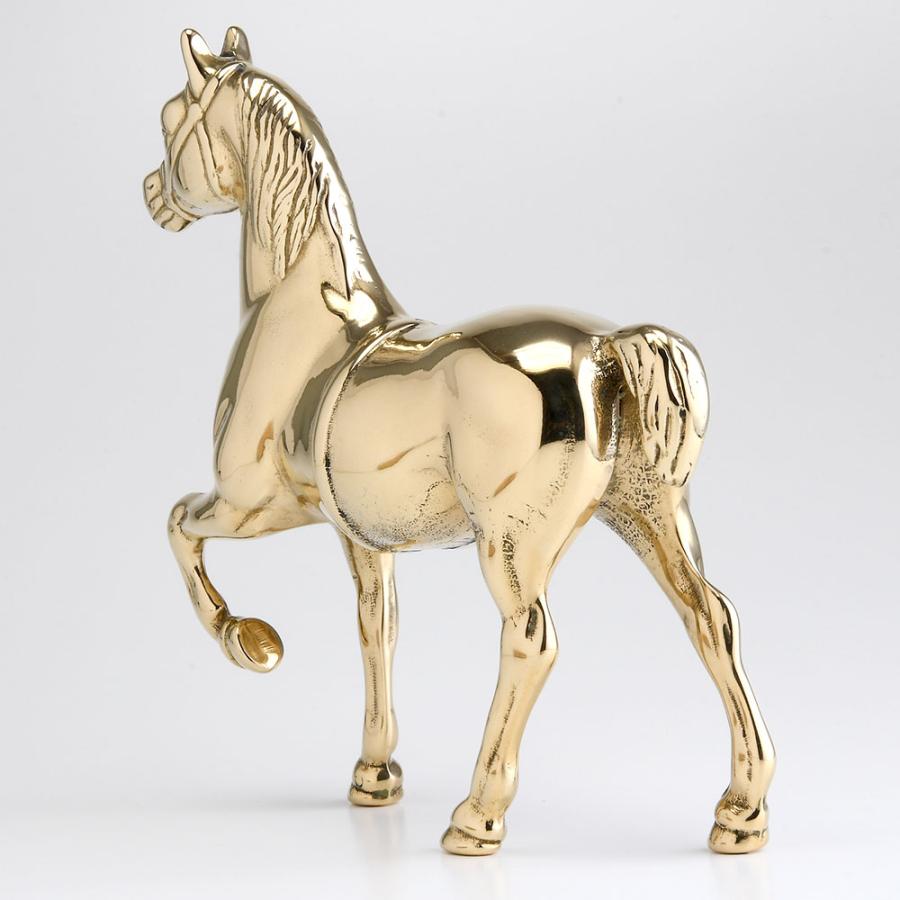 イタリア製 BRASS 真鍮 馬 ブロンズ 置物 ホース 競馬 HORSE PONY 金色 