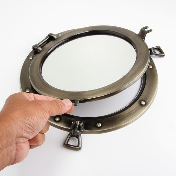 アンティーク 船舶用窓 ウォールミラー 船窓鏡 丸窓 真鍮製 ヴィンテージ アンティーク 船舶用窓 ウォールミラー 船窓鏡 丸窓 真鍮製