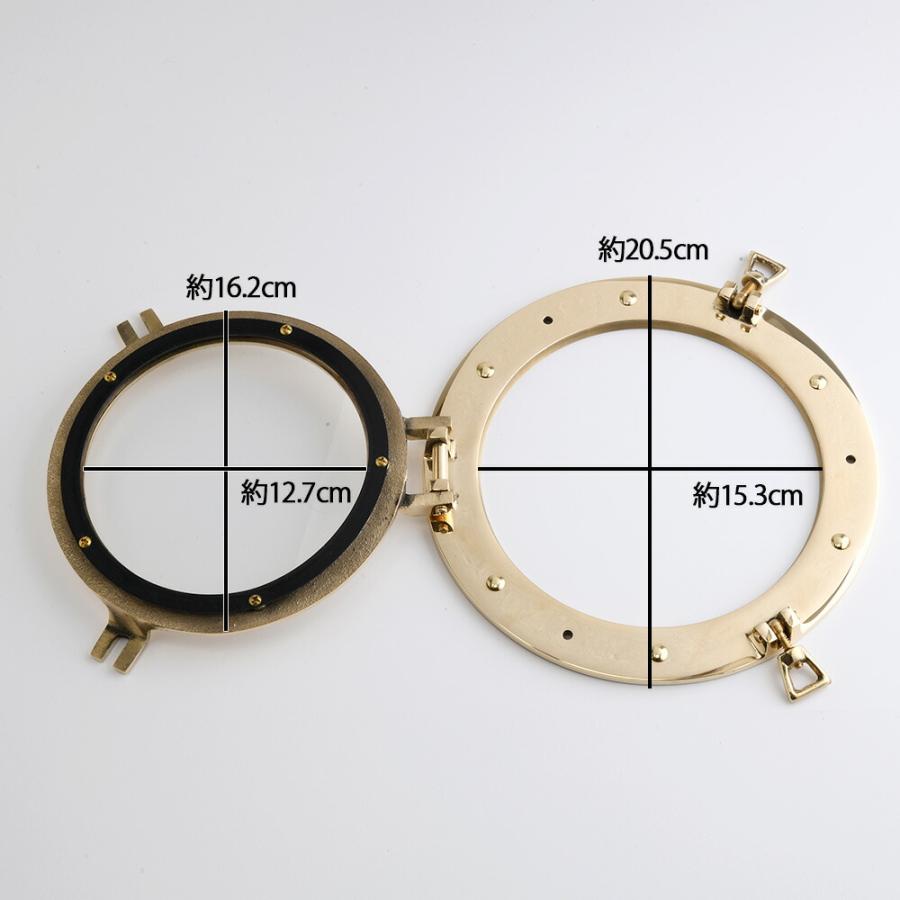 ガラス 丸窓 (透明 くもり) 開閉式 真鍮製 金色 真鍮 磨き (石膏ボード