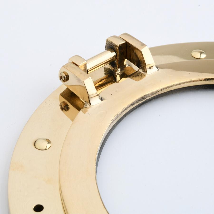 ガラス 丸窓 (透明 くもり) 開閉式 真鍮製 金色 真鍮 磨き (石膏ボード