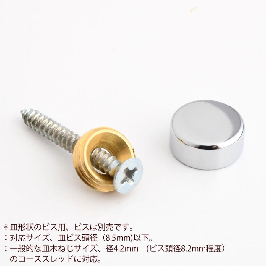 ビスキャップ 真鍮製 銀色 12mm) クロームメッキ 仕上げ ネジ頭を隠す