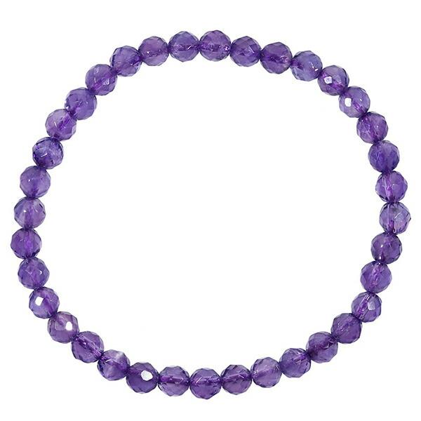 アメジスト カット ブレスレット 5mm 16.5〜17.5cm S〜L サイズ 2月
