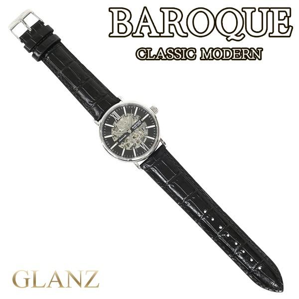 腕時計 メンズ 自動巻き スケルトン ブランド バロック GLANZ グランツ ブラック メンズ腕時計 自動巻き｜ginnokura｜02