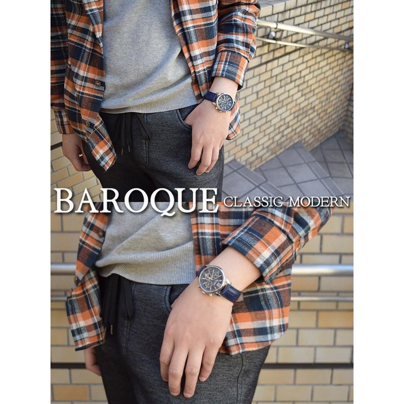 BAROQUE 腕時計 メンズ クロノグラフ 本革ベルト ブランド