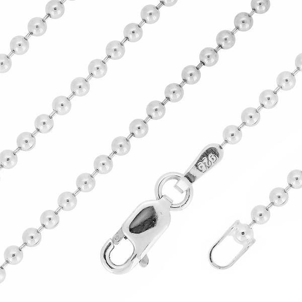 シルバー925 ネックレス ボールチェーン 55cm 直径約2.0mm シルバー