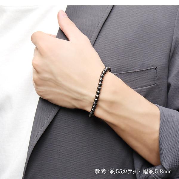 57カラット 天然ブラックダイヤモンド 高品質 ブレスレット 5.8mm 18cm