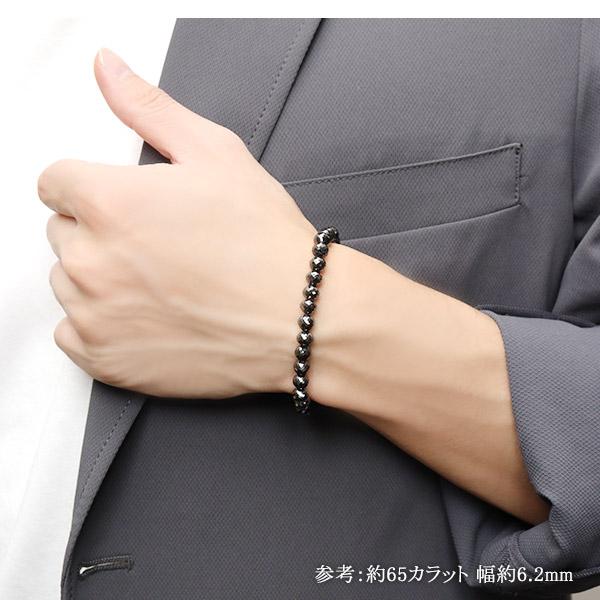 64カラット 天然ブラックダイヤモンド 高品質 ブレスレット 6mm 19cm 