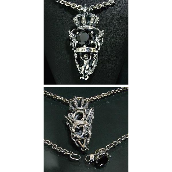 ネックレス メンズ シルバー エンジェル クラウン ブラックジルコニア ブランド シルバー925 メンズネックレス 爆買の画像