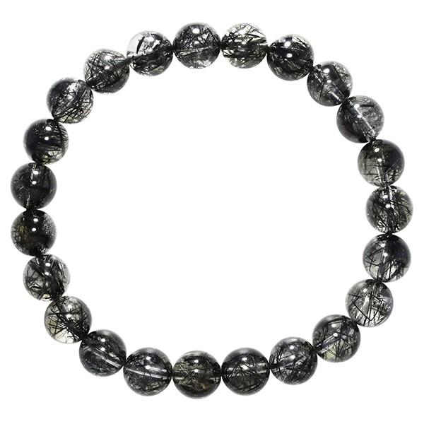 ブラックルチルクォーツ ブレスレット 8mm 17.5cm ブラック