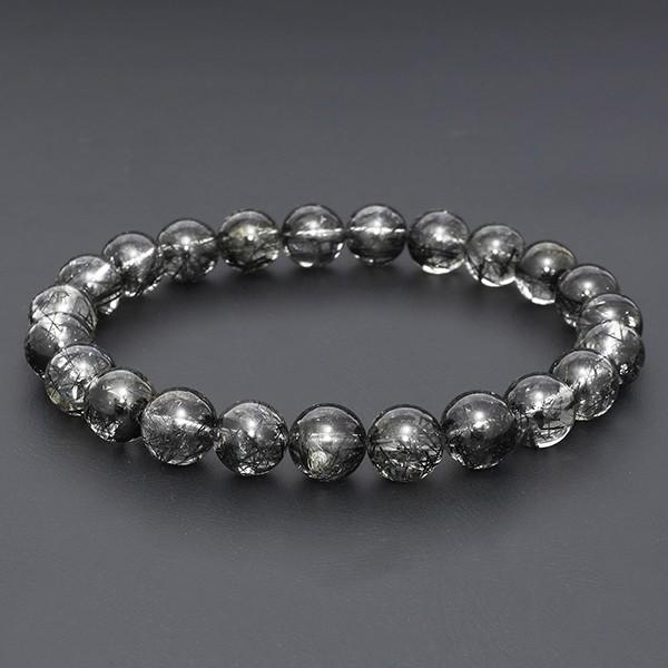 ブラックルチルクォーツ ブレスレット 8mm 17.5cm ブラックルチル