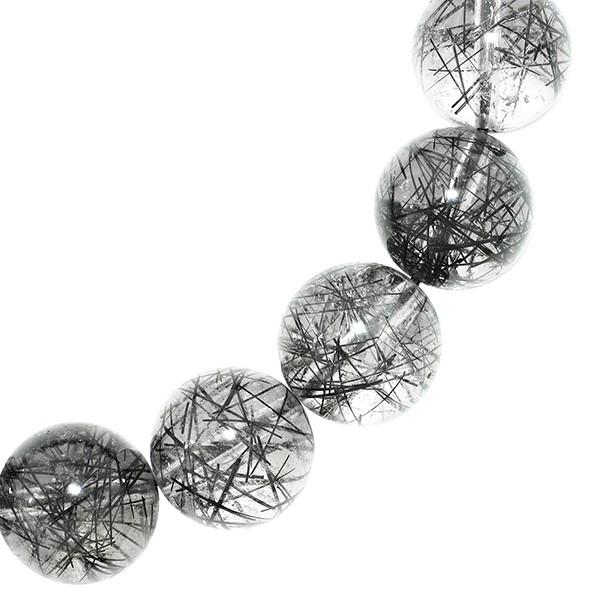ブラックルチルクォーツ ブレスレット 11.5mm 19cm ブラックルチル 天然石 パワーストーン ルチルクォーツ 黒針 針水晶 腕輪 プレゼント 爆買の画像