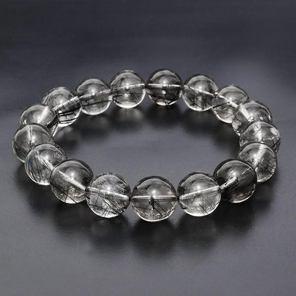 ブラックルチルクォーツ ブレスレット 12mm 18.5cm ブラック ブラックルチルクォーツ ブレスレット 12mm 18.5cm ブラック