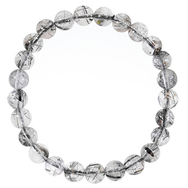 ブラックルチルクォーツ ブレスレット 7.5mm 17.5cm メンズM