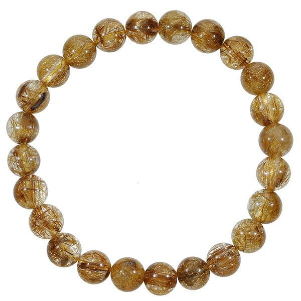 ブラウンルチルクォーツ ブレスレット 7.3mm 16~17.5cm S~L サイズ