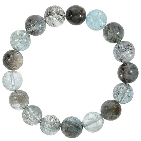 アクアマリン ブラックベリル シーン 入り 高品質 ブレスレット 11.8mm