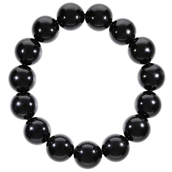 黒水晶 ブレスレット モリオン 14mm 18cm 誕生石 4月 天然石