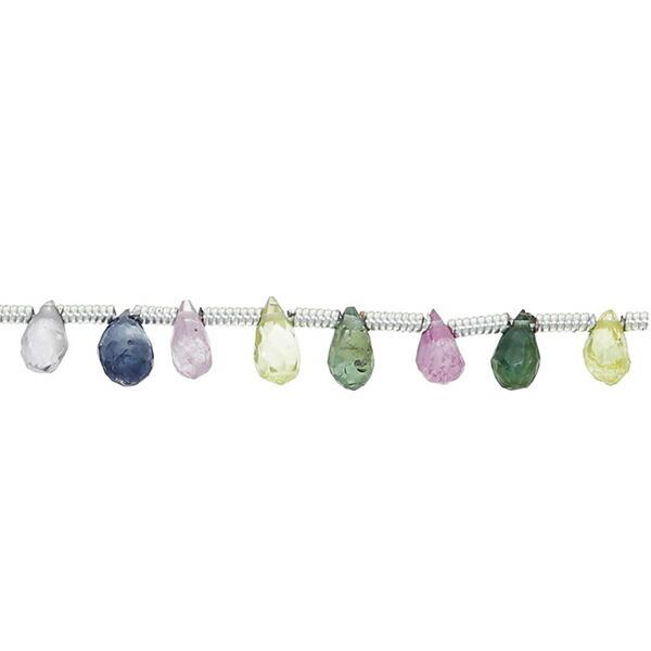 サファイア マルチカラー 4.5×3mm 天然石 ビーズ ドロップ カット 連 