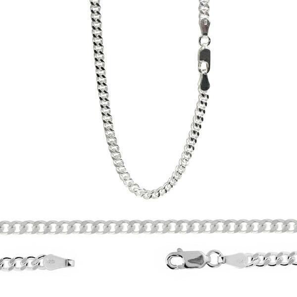 シルバー925 喜平チェーン 6面カット ネックレス 40cm 幅約3.4mm