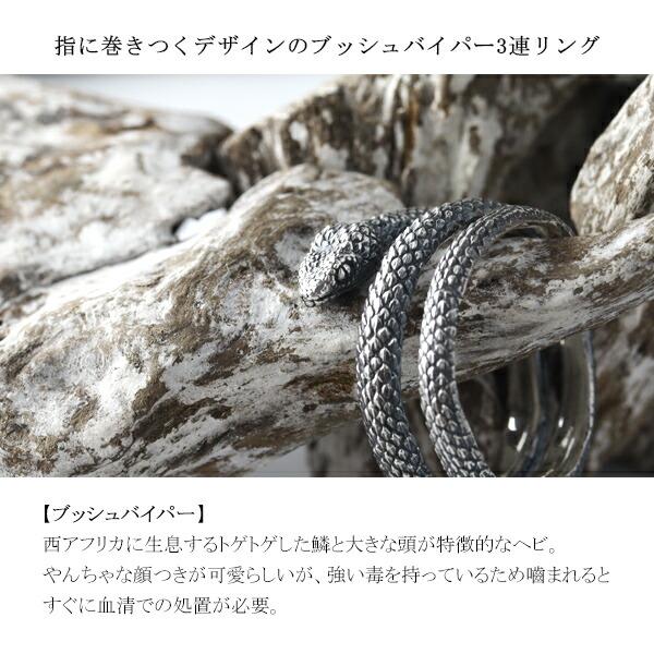 Cold I's ブッシュバイパー 3連 巻きつき リング 10〜25号 シルバー925 指輪 シルバーアクセサリー 毒蛇 ヘビ 蛇 スネーク パイソン ボア 爬虫類 |  | 02