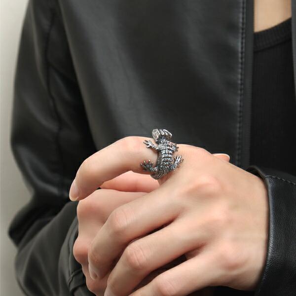 Cold I's アカメカブトトカゲ 巻きつき リング 9〜23号 シルバー